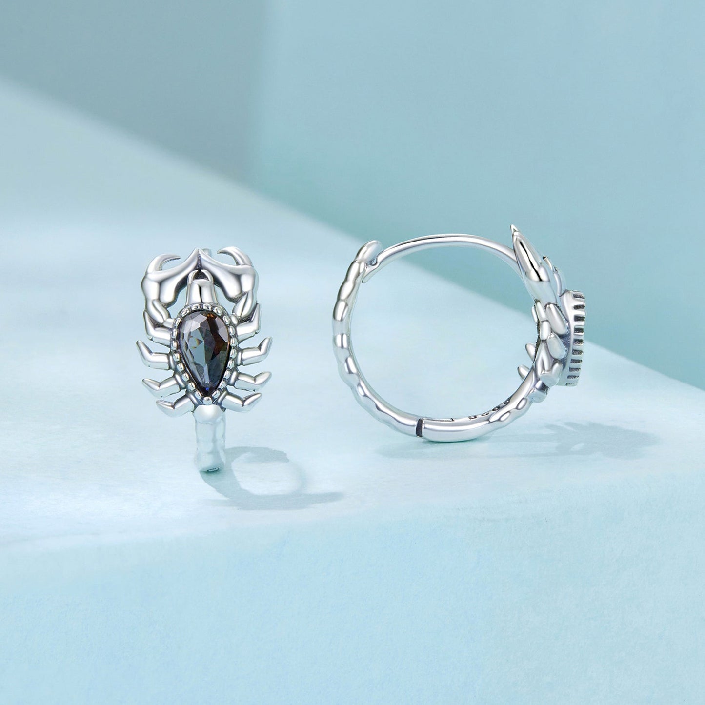925 Sterling Silver Earrings with Transparent Glass - 13*8mm for Women