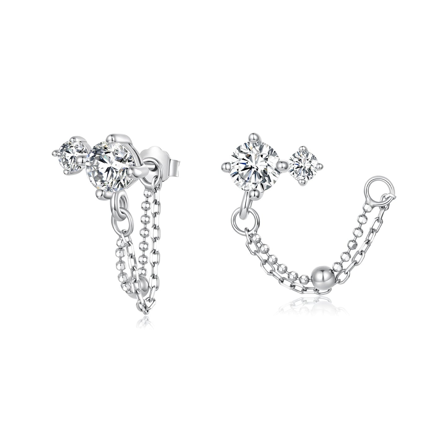 925 Sterling Silver White Gold Plated Pavé Setting CZ Earrings, 1.5cm for Women