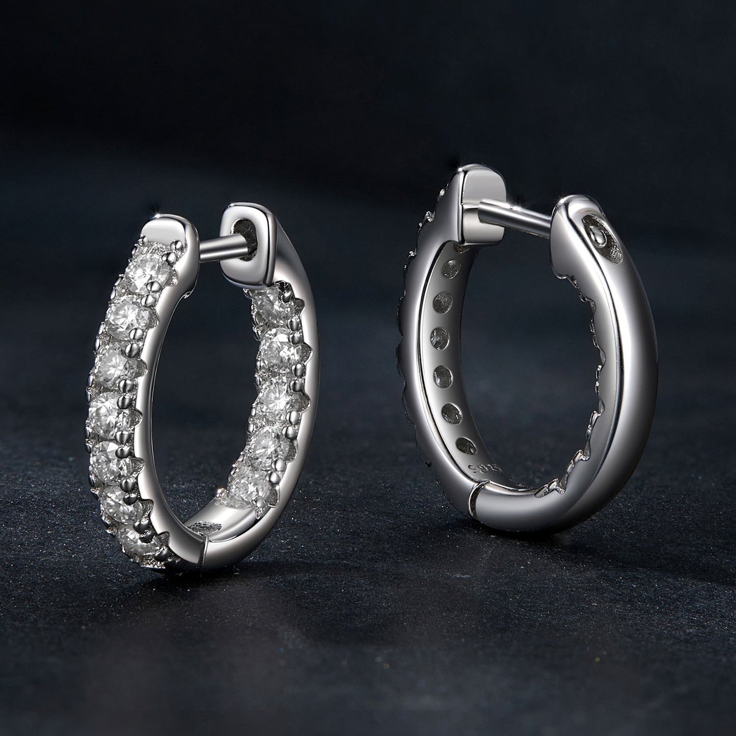 925 Sterling Silver 0.023 Carat Moissanite Earrings for Women