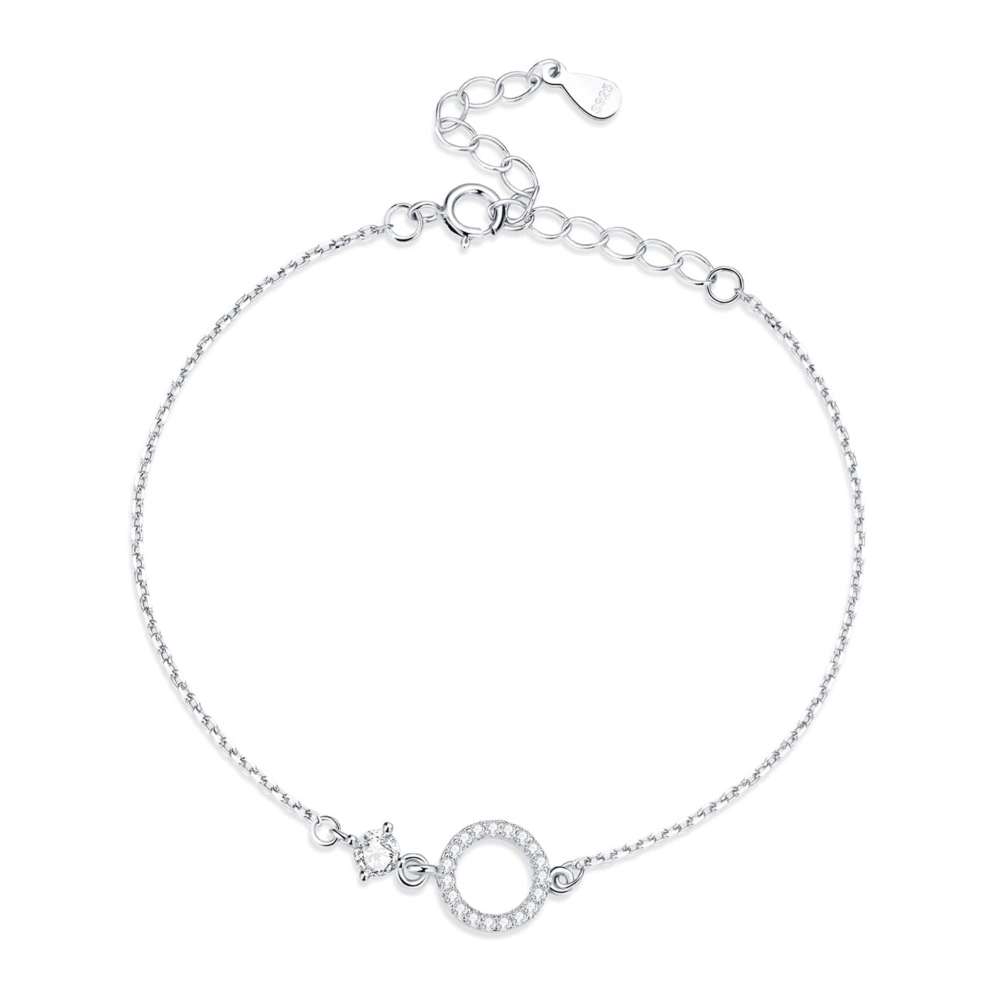 925 Sterling Silver Adjustable Bracelet with Pavé Set CZ for Women