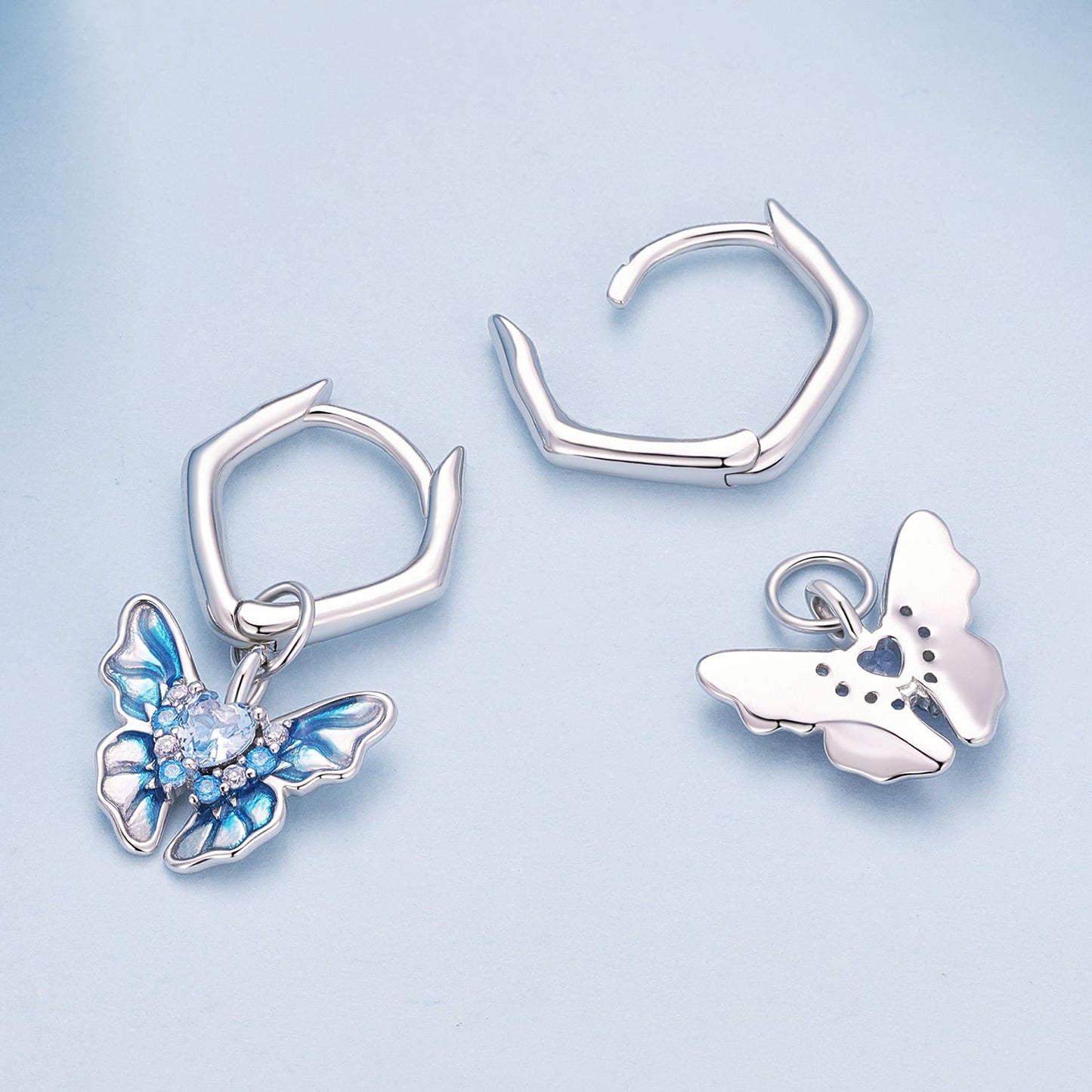 925 Sterling Silver Enamel Pavé Setting CZ Earrings for Women