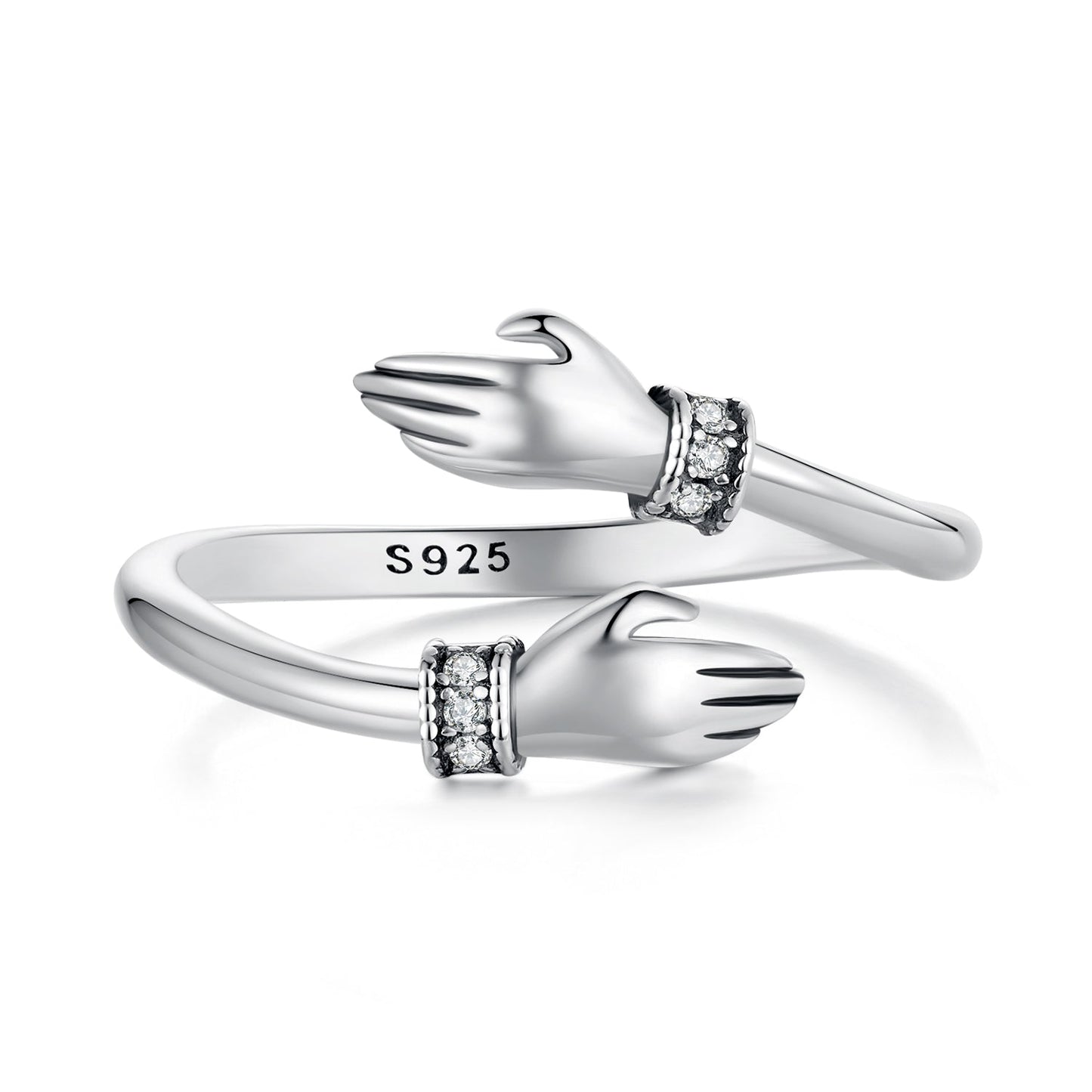 925 Sterling Silver Oxidized Pavé CZ Ring