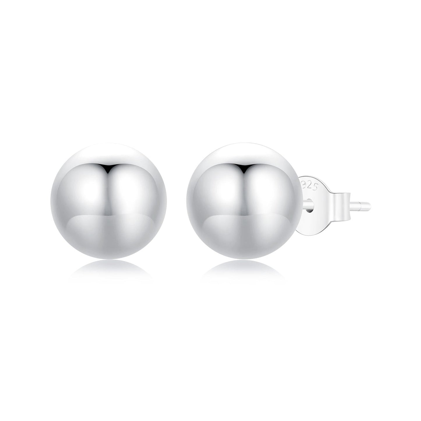 925 Sterling Silver Plated White Gold Earrings - 10mm for Women