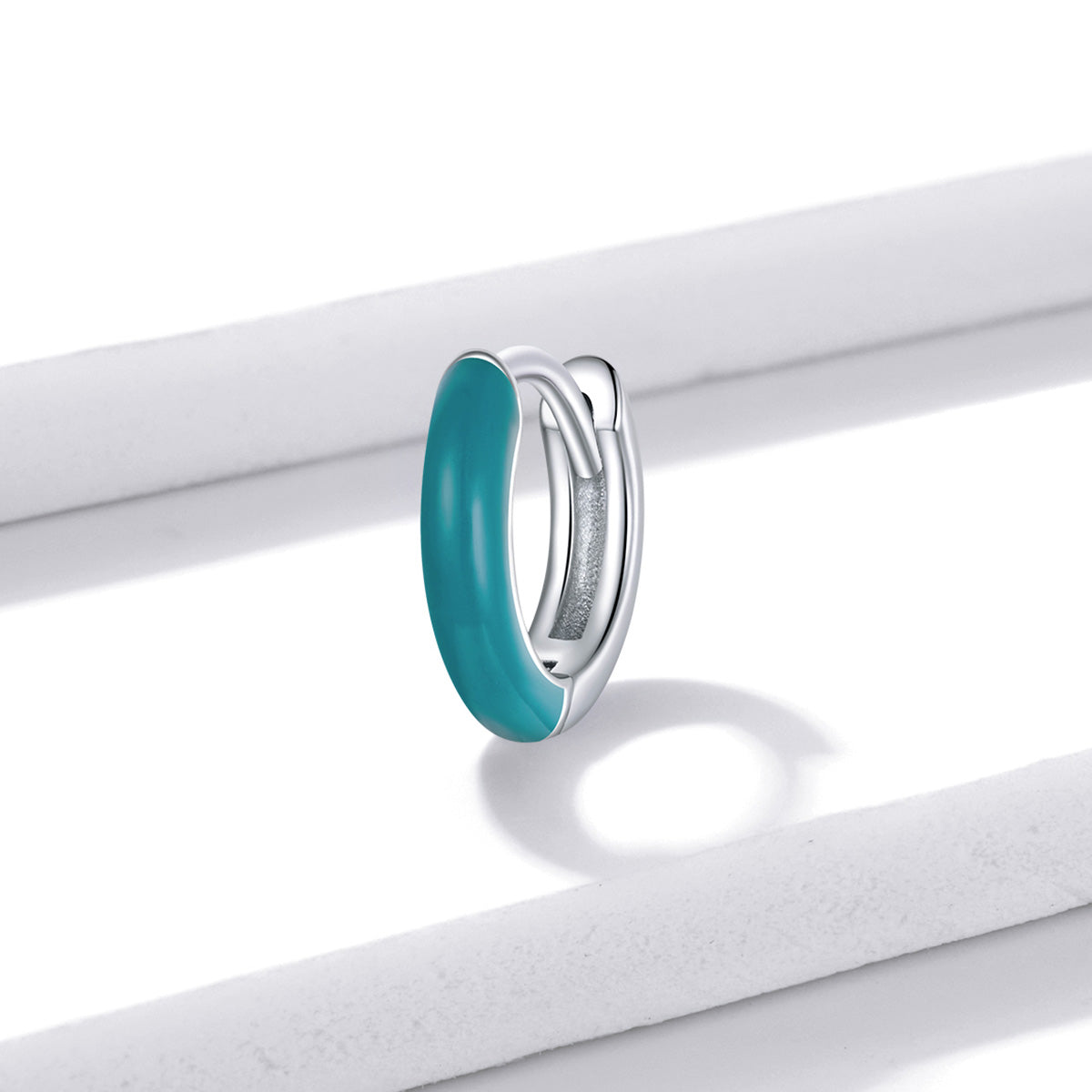 925 Sterling Silver Enamel Earrings 0.7cm for Women