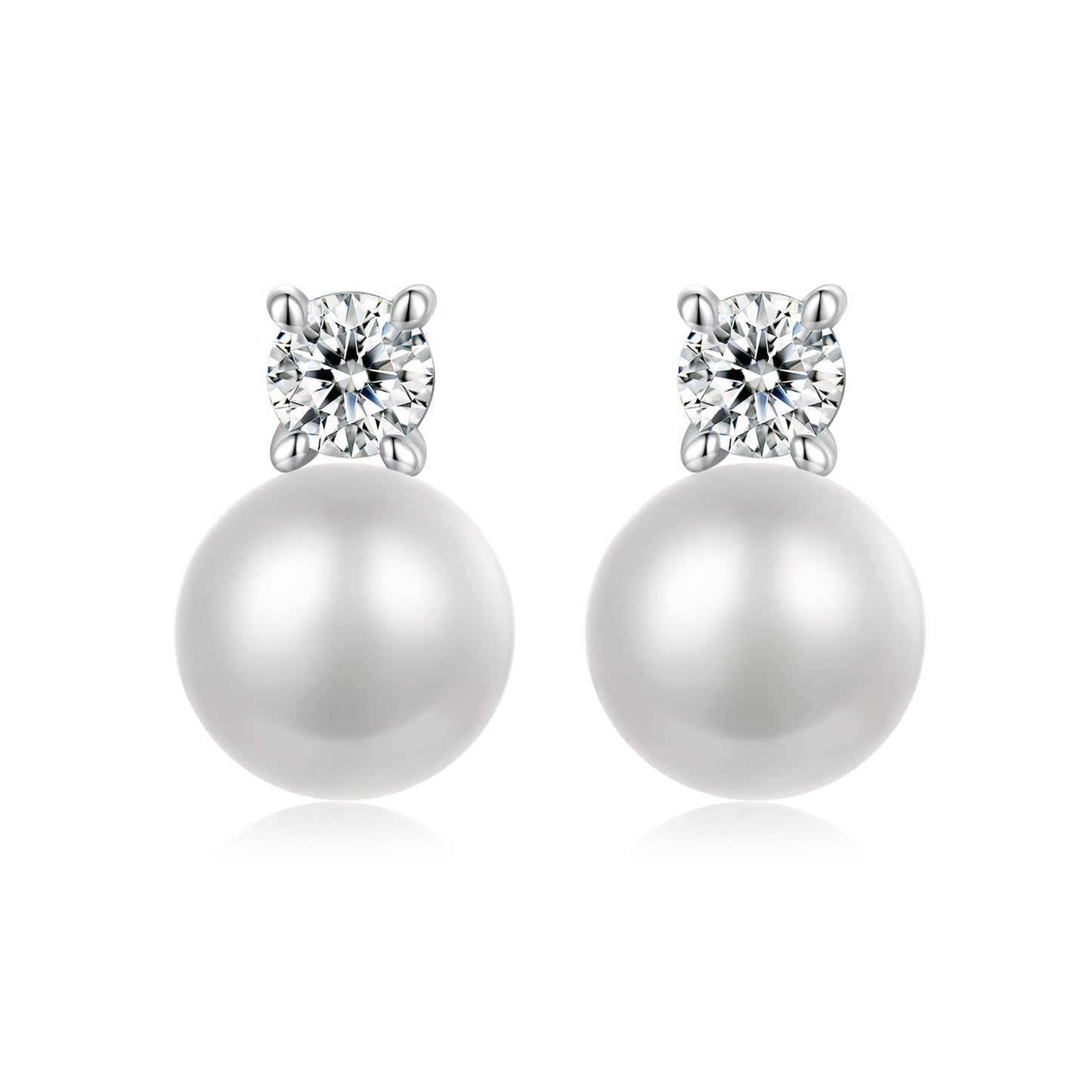 925 Sterling Silver Moissanite 0.1ct Freshwater Pearl Earrings for Women