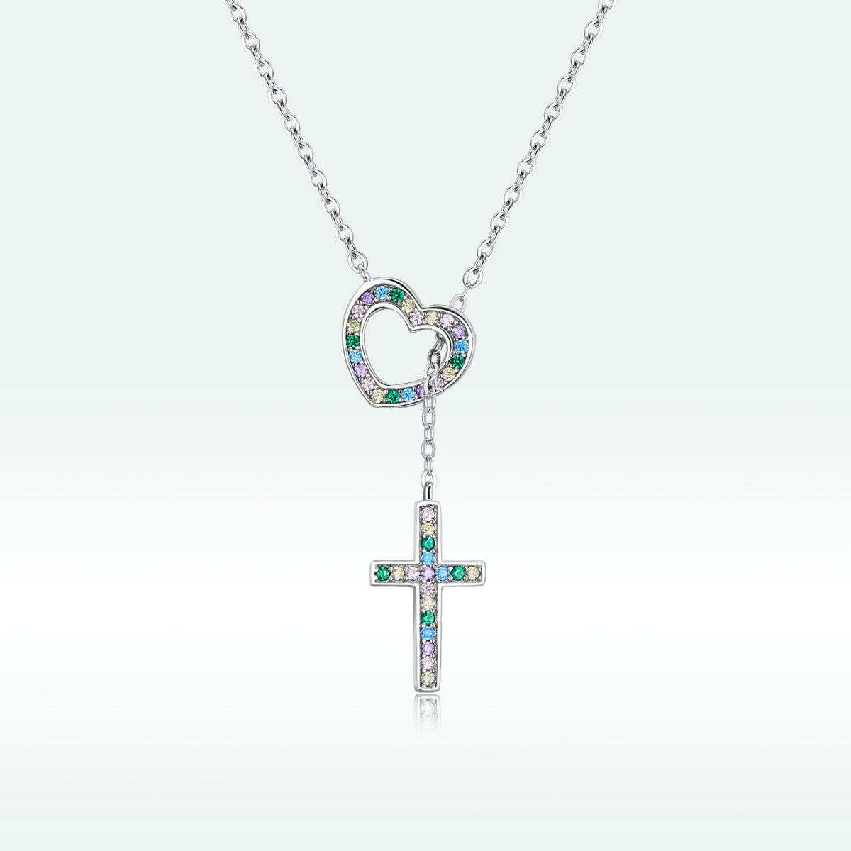 925 Sterling Silver Plated Necklace with Adjustable Length 42.5cm and CZ for Women