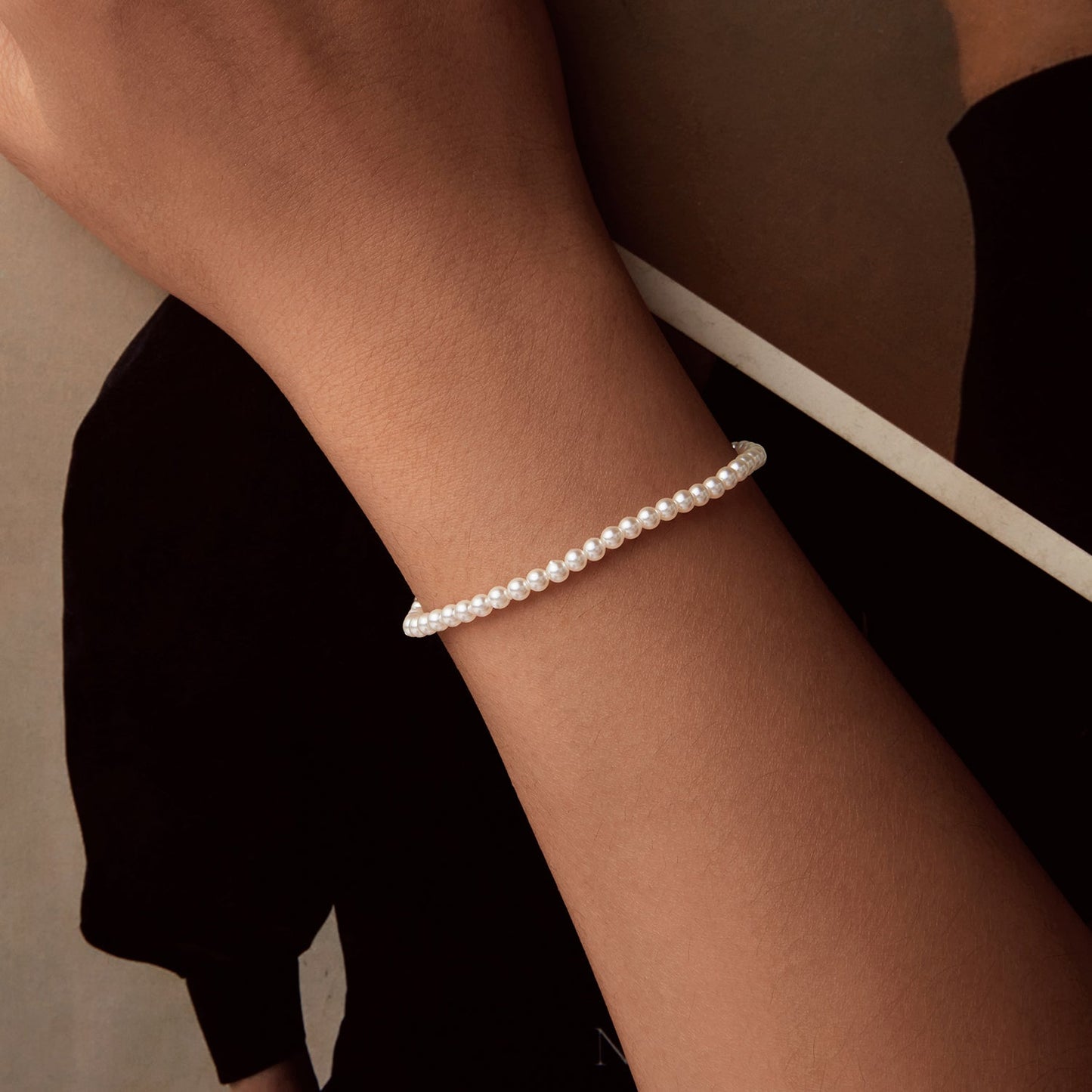 925 Sterling Silver White Gold Plated Shell Pearl Bracelet 16+6cm for Women