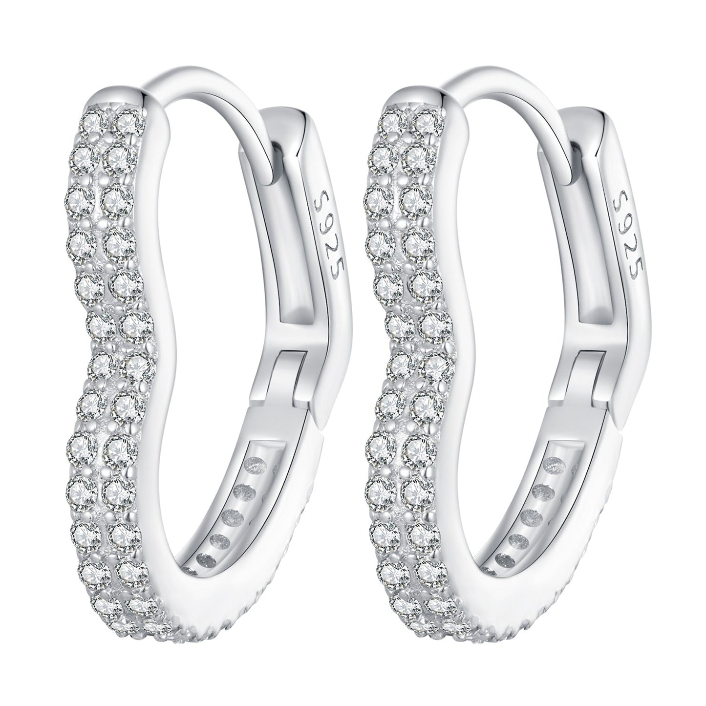 925 Sterling Silver Earrings with Cubic Zirconia in Platinum Finish