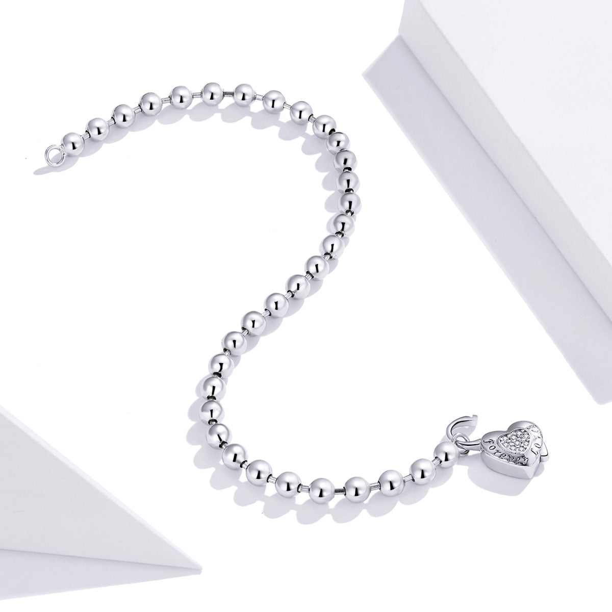 925 Sterling Silver Bracelet with Pavé Setting CZ and Platinum Plating, 17cm for Women