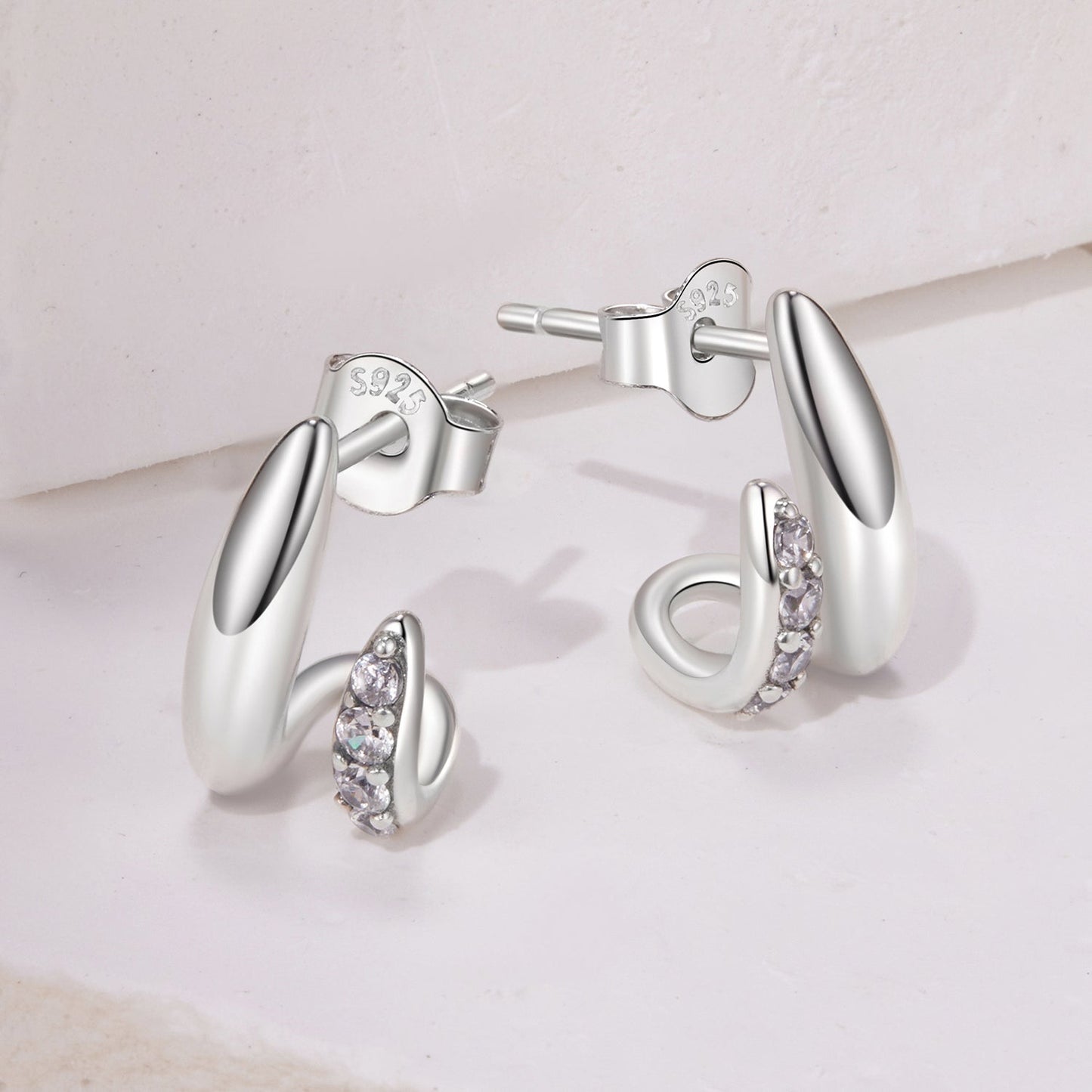 925 Sterling Silver Earrings with Pavé Setting CZ