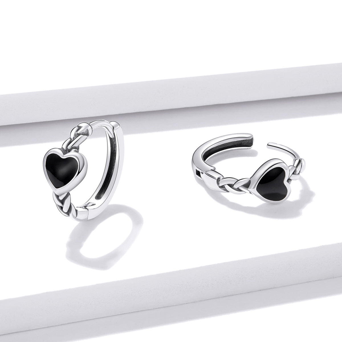 925 Sterling Silver Oxidized Enamel Earrings for Women - 1.2*0.5 cm