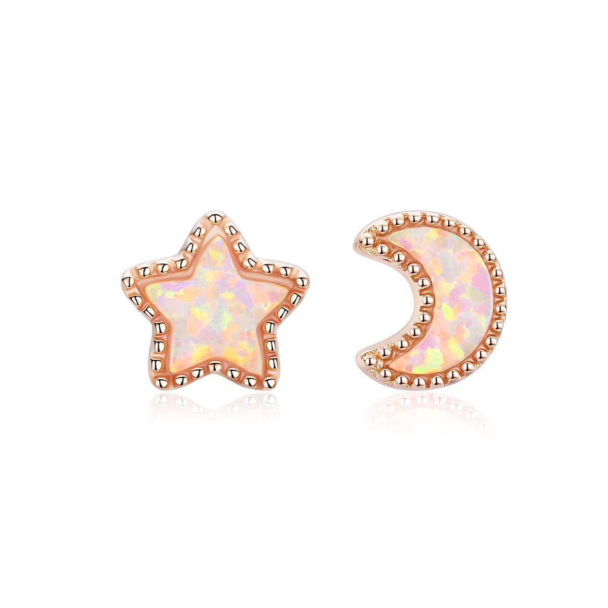 925 Sterling Silver Rose Gold Translucent Opal Earrings for Women