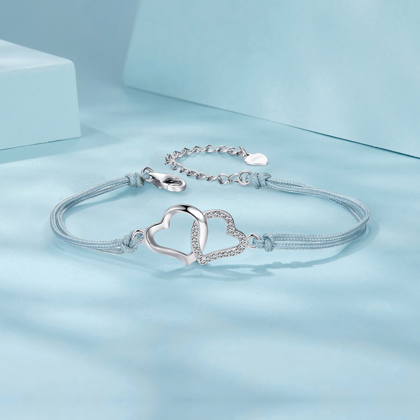 925 Sterling Silver Bracelet with Pavé Setting CZ, 170+50mm Length, White Gold Plated for Women
