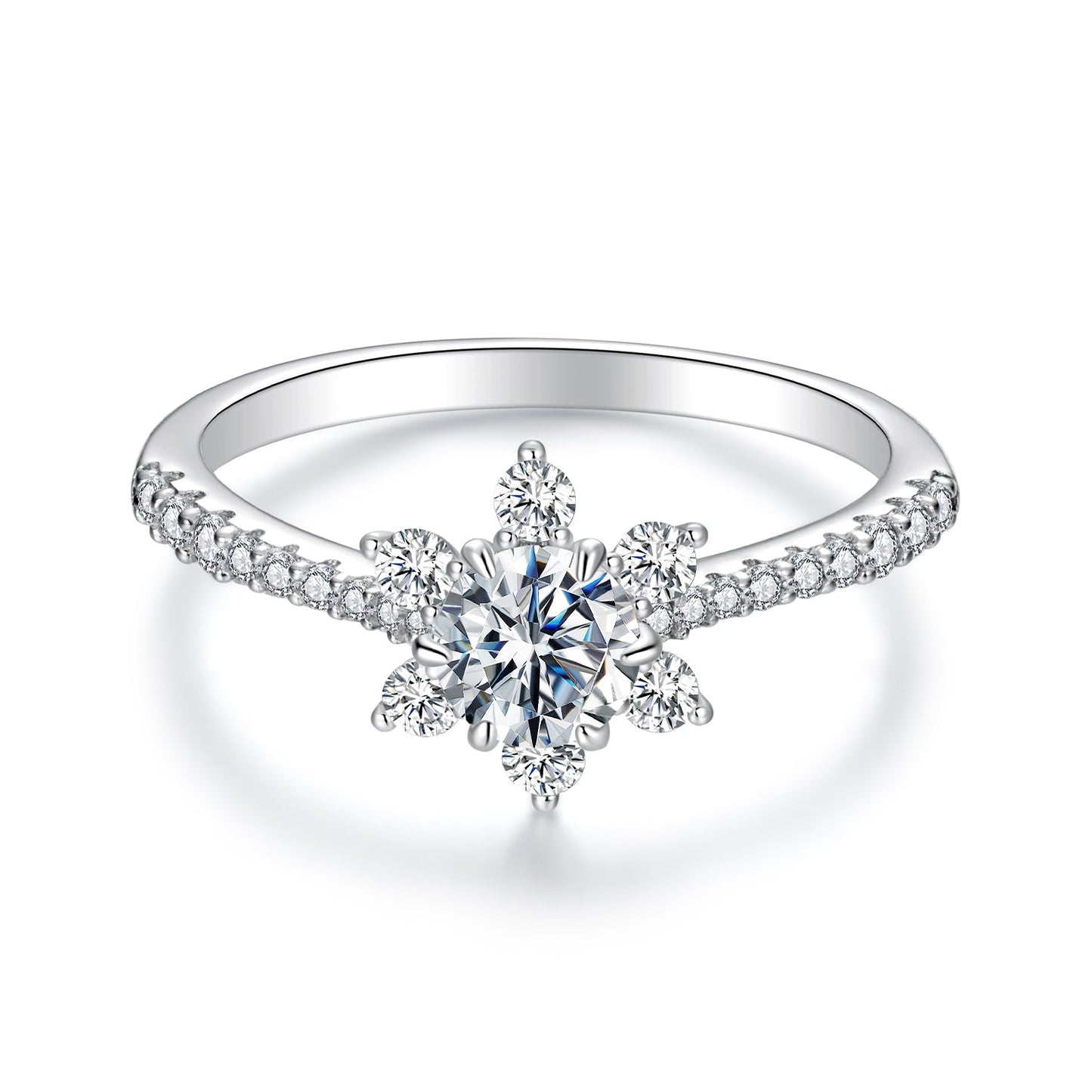 925 Sterling Silver Pavé Moissanite Ring with CZ - Size 6