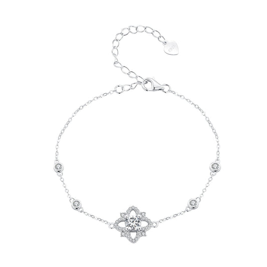 S925 Sterling Silver 0.5 Carat Moissanite Bracelet 16cm+5cm for Women