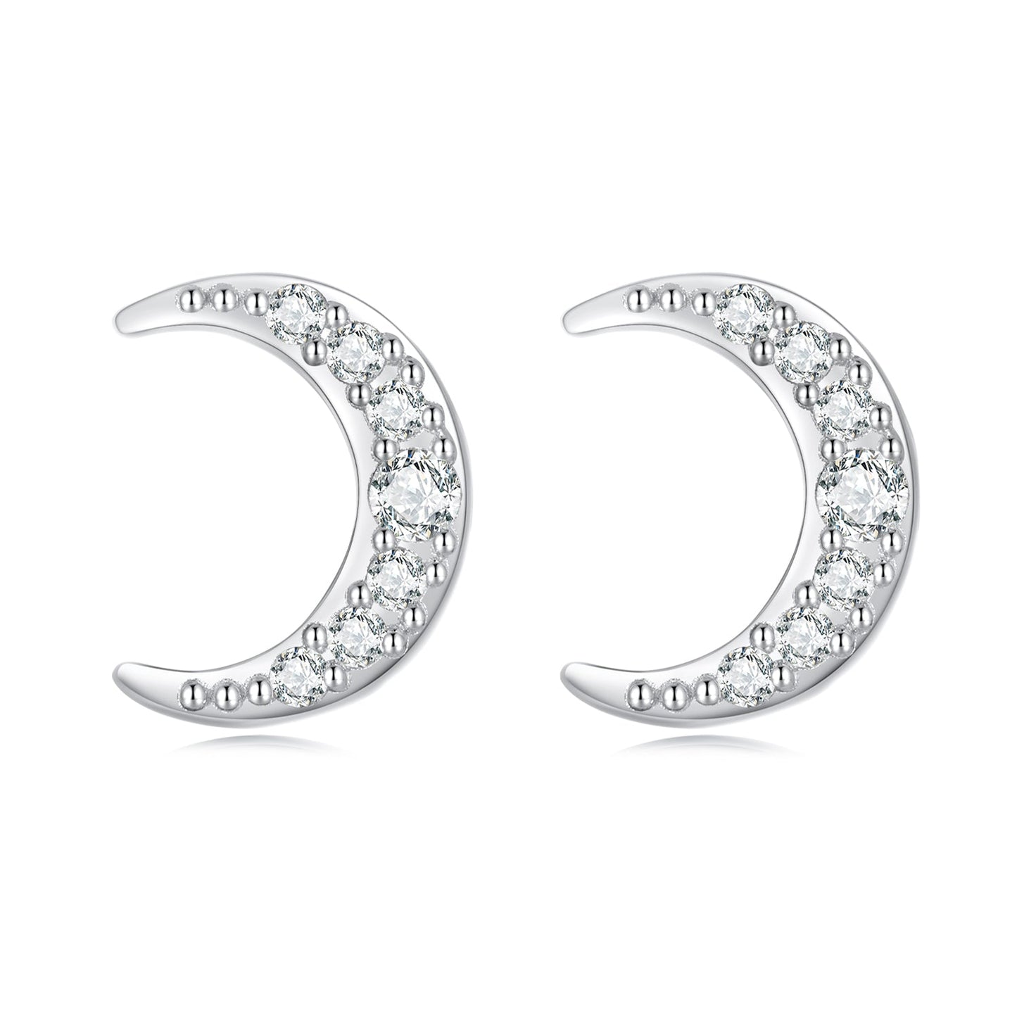 925 Sterling Silver Earrings with Pavé Setting CZ, 0.8*0.6cm for Women