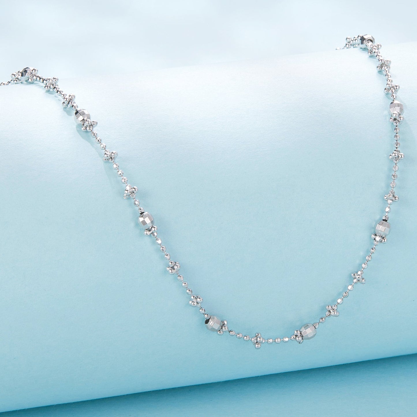925 Sterling Silver 40+5cm White Gold Plated Necklace for Women