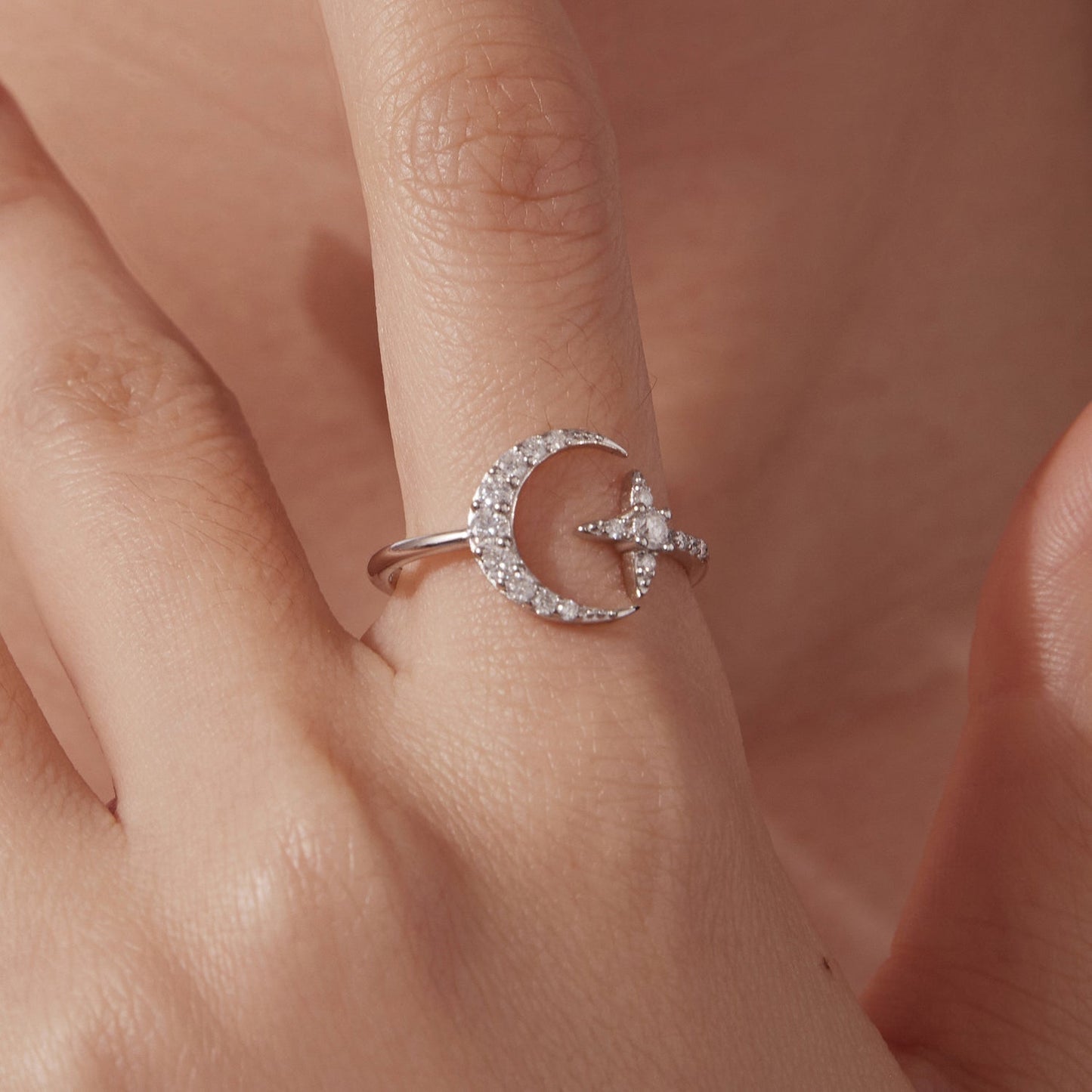 925 Sterling Silver Moissanite 0.25cm White Gold Plated Ring - Size E for Women