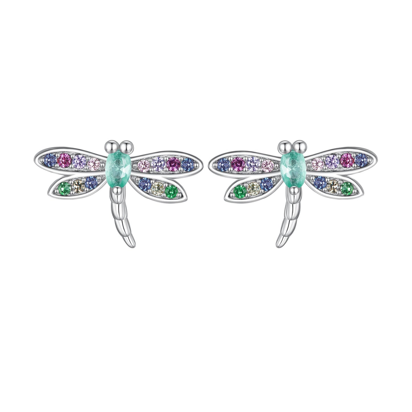 925 Sterling Silver Earrings with Pavé CZ and Transparent Glass