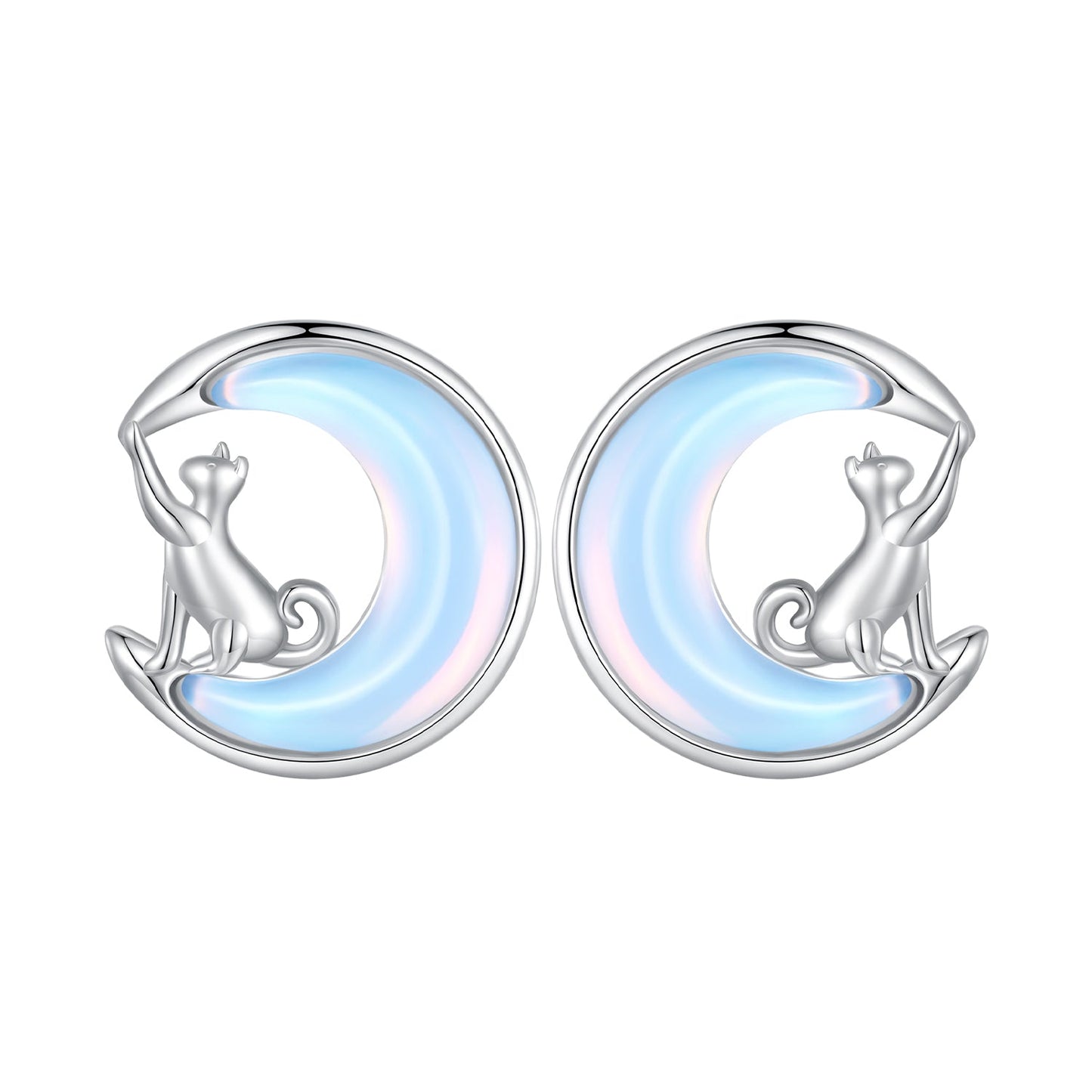 925 Sterling Silver Earrings with Transparent Glass, 13mm x 12mm for Women