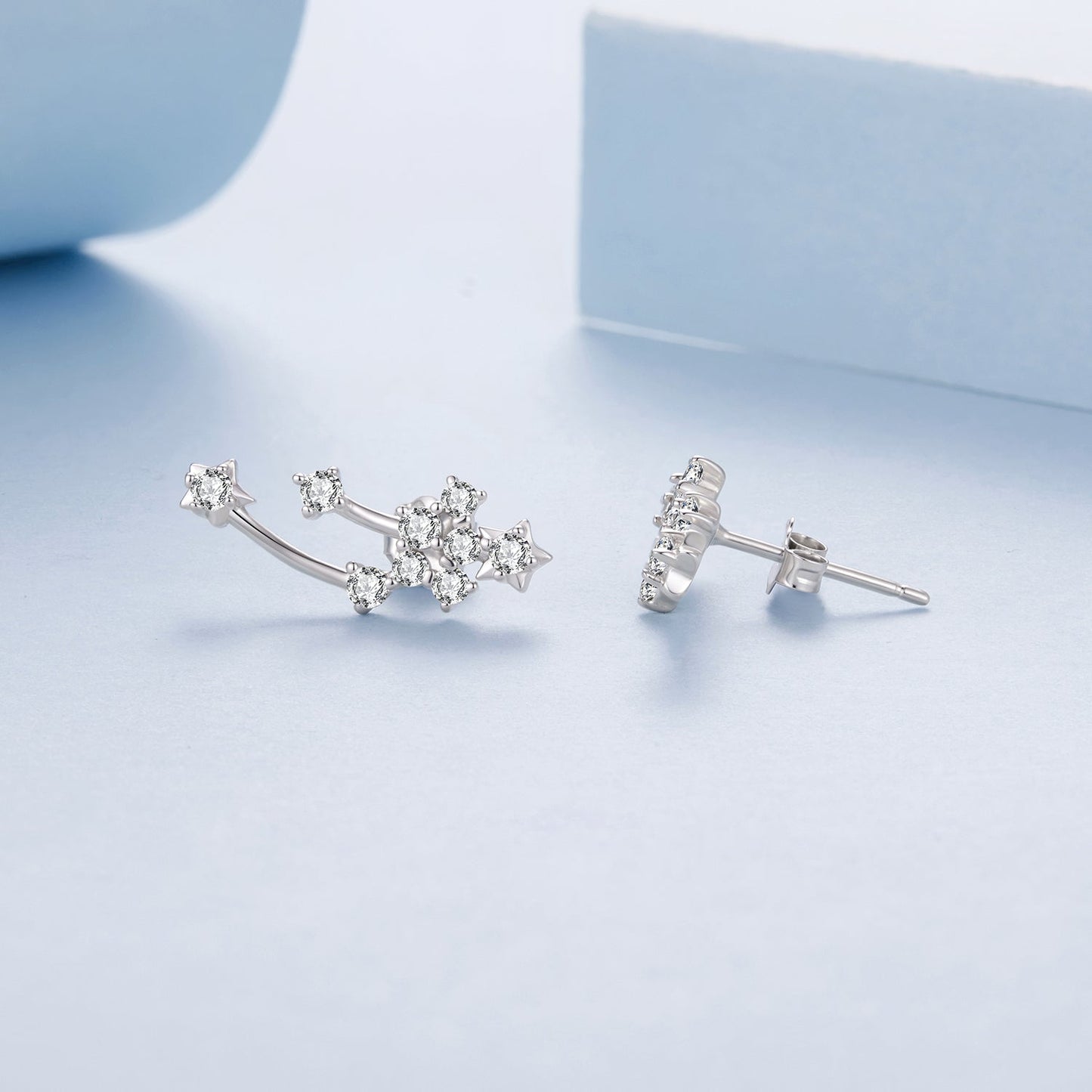 925 Sterling Silver & Brass White Gold Plated Earrings with CZ for Women