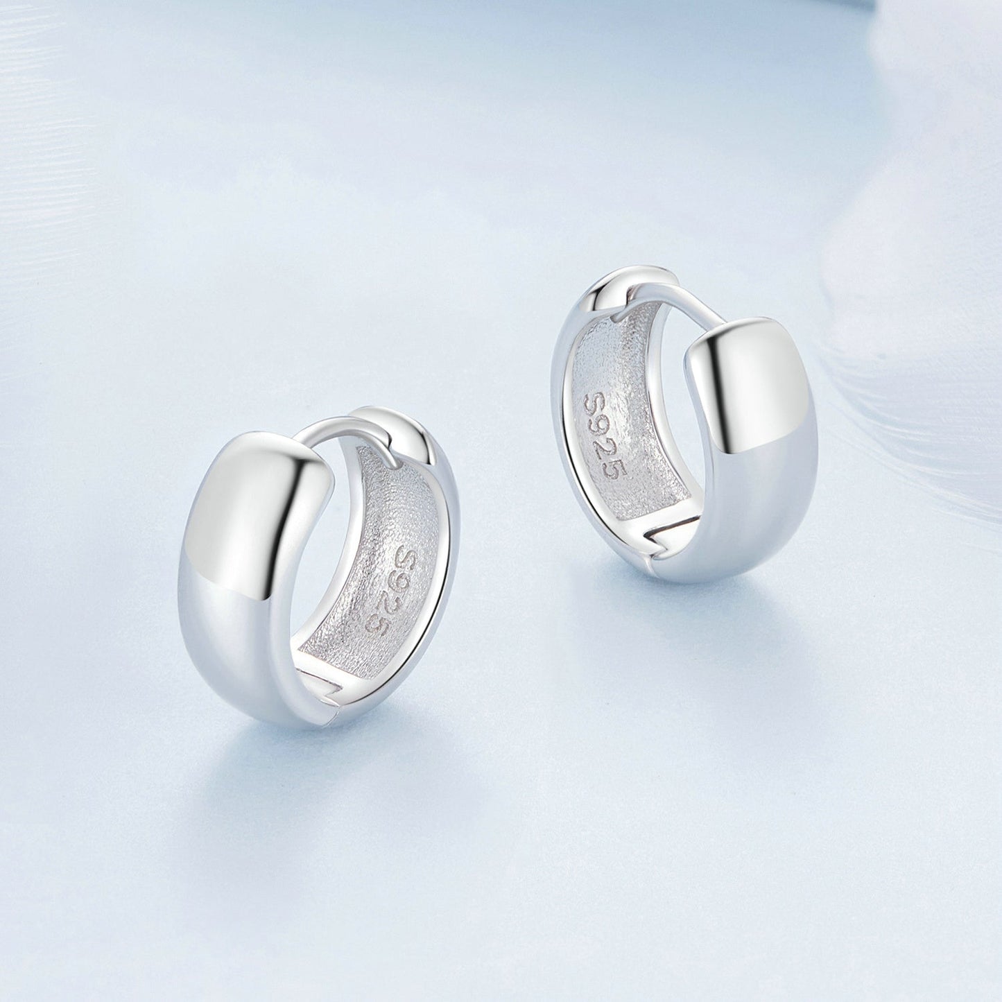 925 Sterling Silver Platinum Plated Earrings 11x5mm for Women