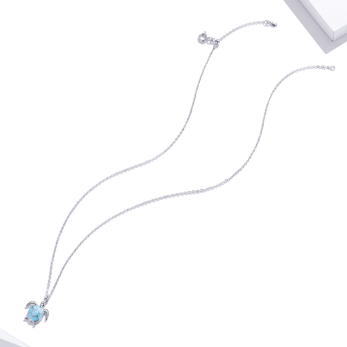 925 Sterling Silver Adjustable Necklace with Pavé CZ and Enamel, 44cm