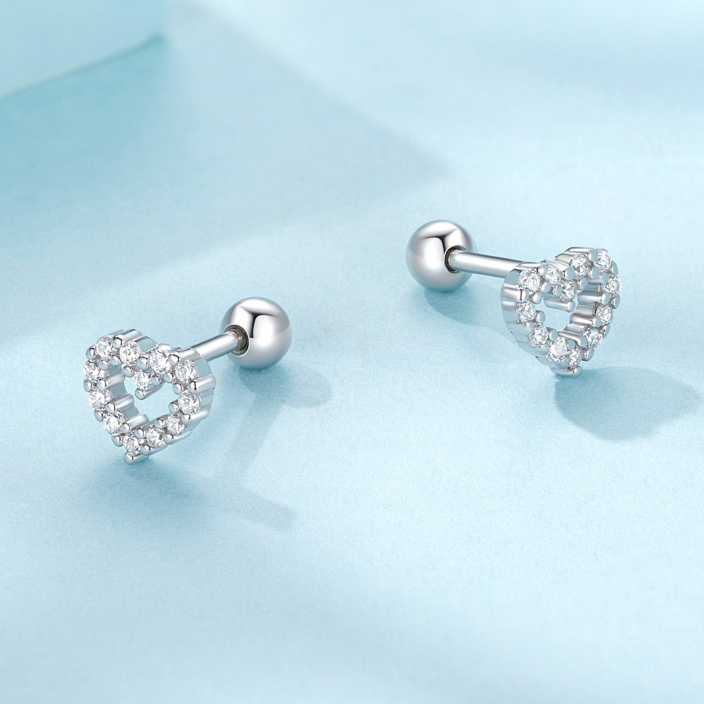 925 Sterling Silver White Gold Plated Earrings with CZ for Women