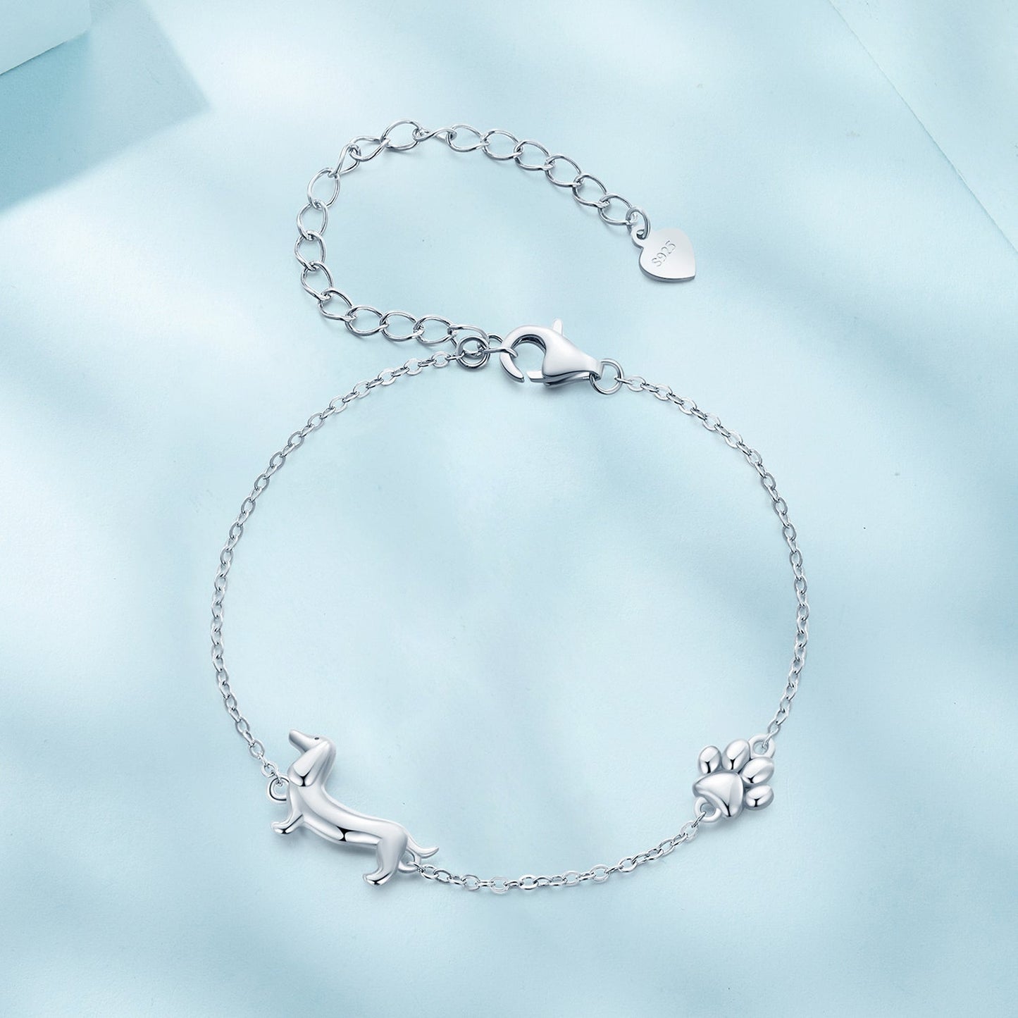 925 Sterling Silver Plated Platinum 150mm+60mm Bracelet for Women