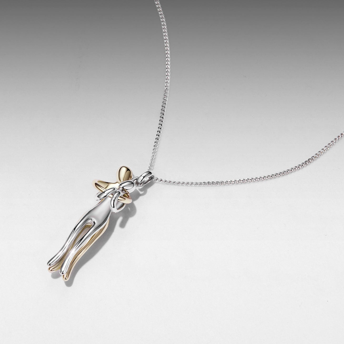 925 Sterling Silver Plated White Gold & Gold Necklace 40+5cm for Women
