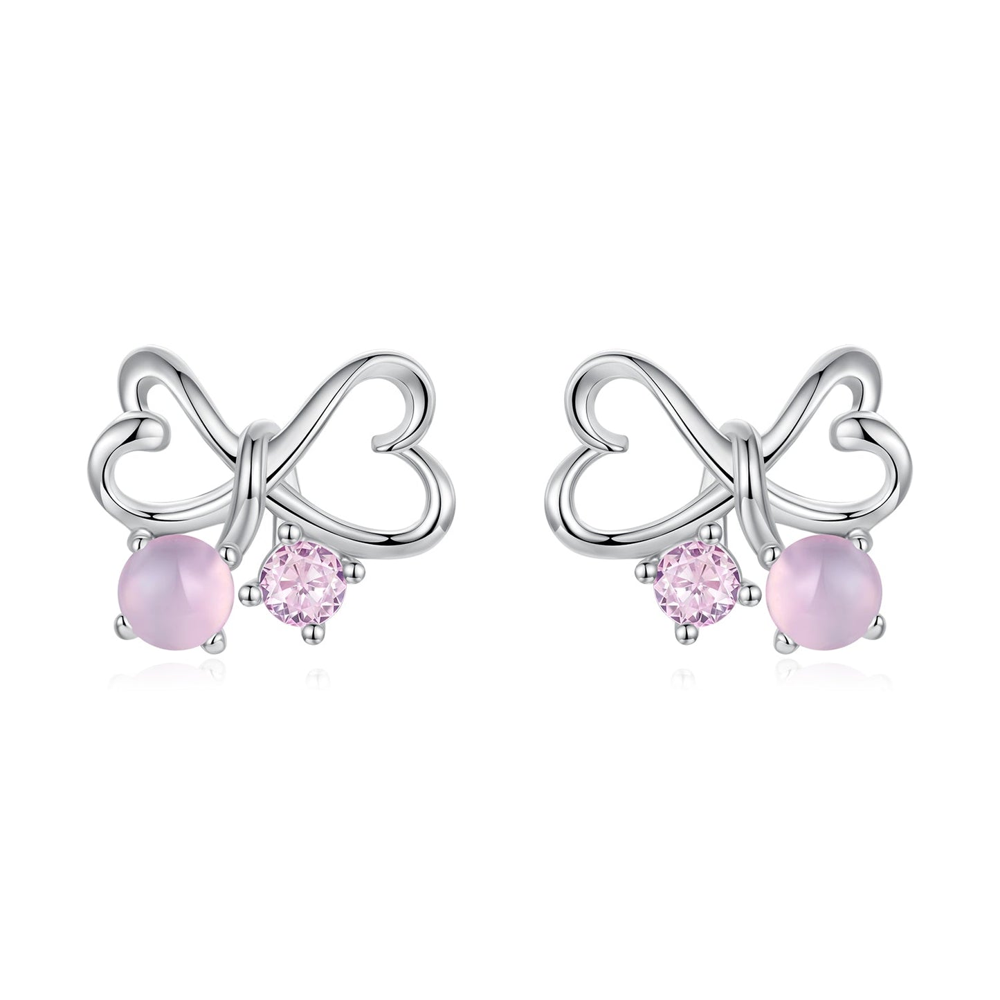 925 Sterling Silver Earrings with Pavé Setting CZ and Transparent Glass for Women