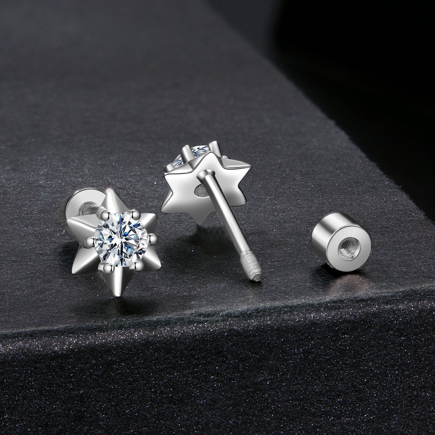 925 Sterling Silver Moissanite 0.10 Carat Earrings for Women