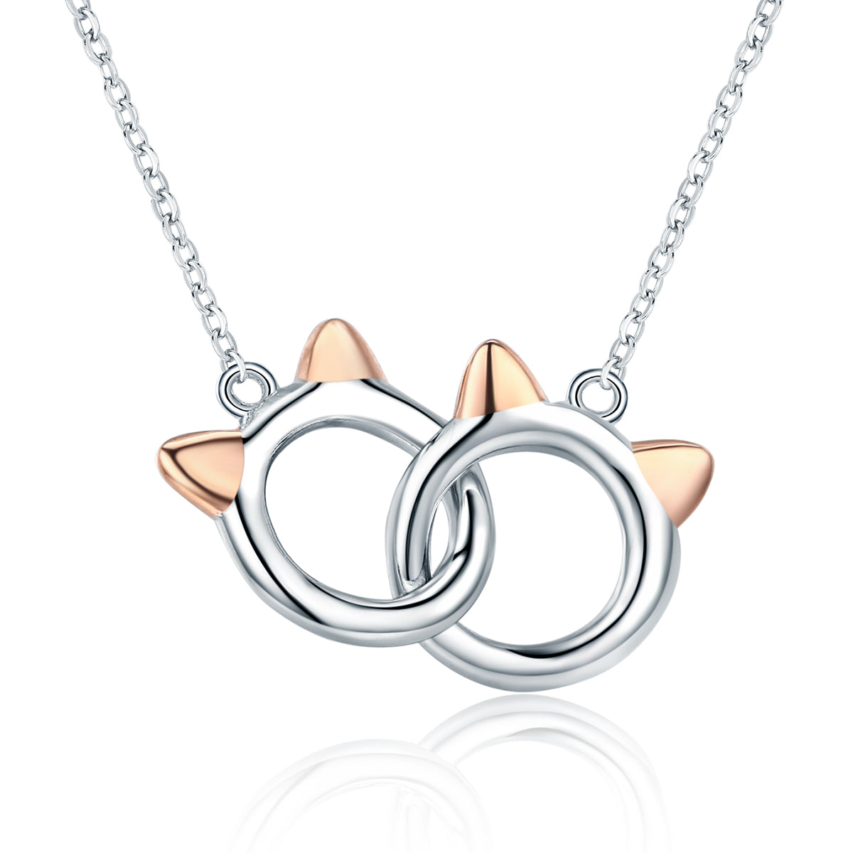 925 Sterling Silver Necklace, Length 38-45cm, Pendant 1.2*1cm, for Women