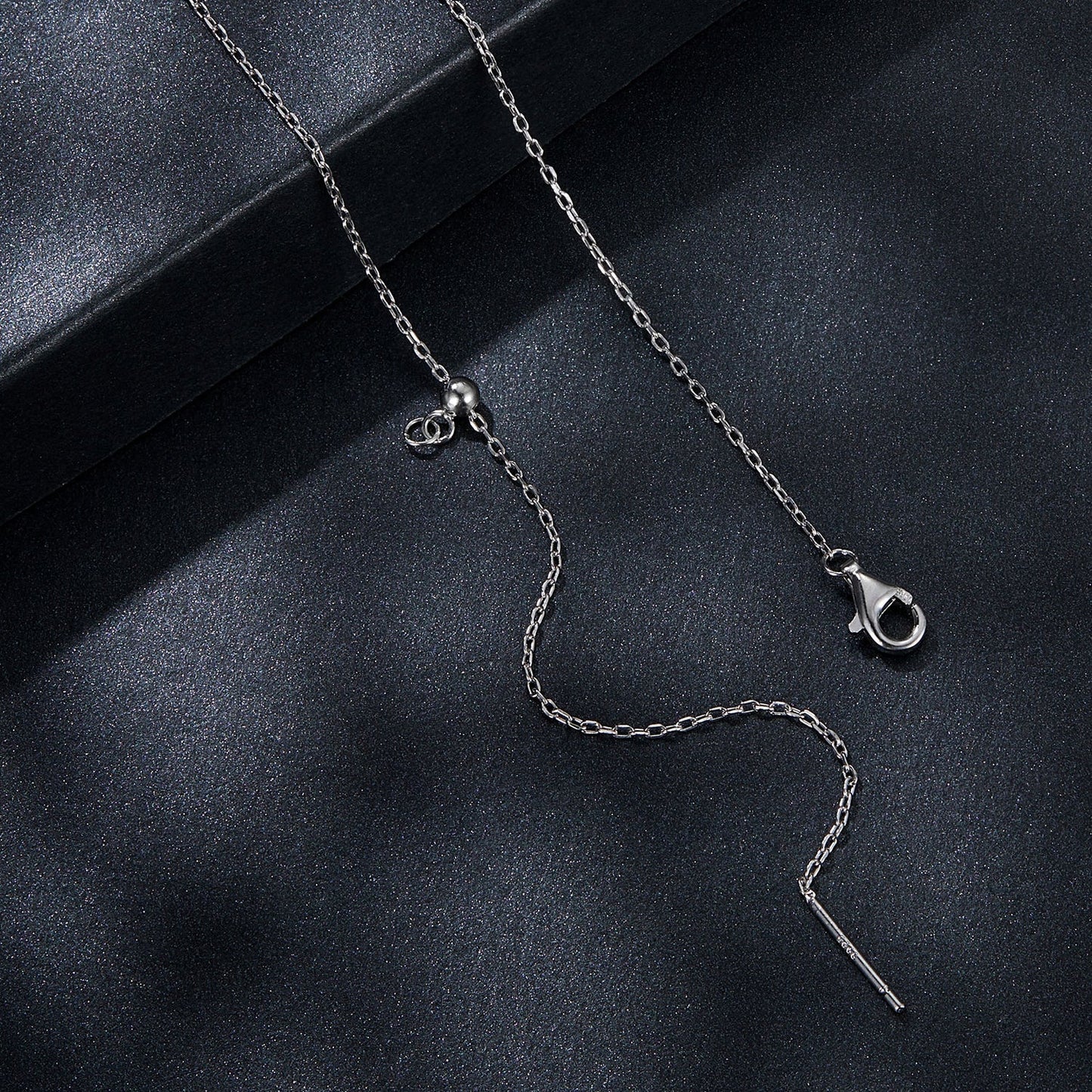 925 Sterling Silver + Moissanite Adjustable Necklace for Women - White Gold 0.5ct & 0.1ct