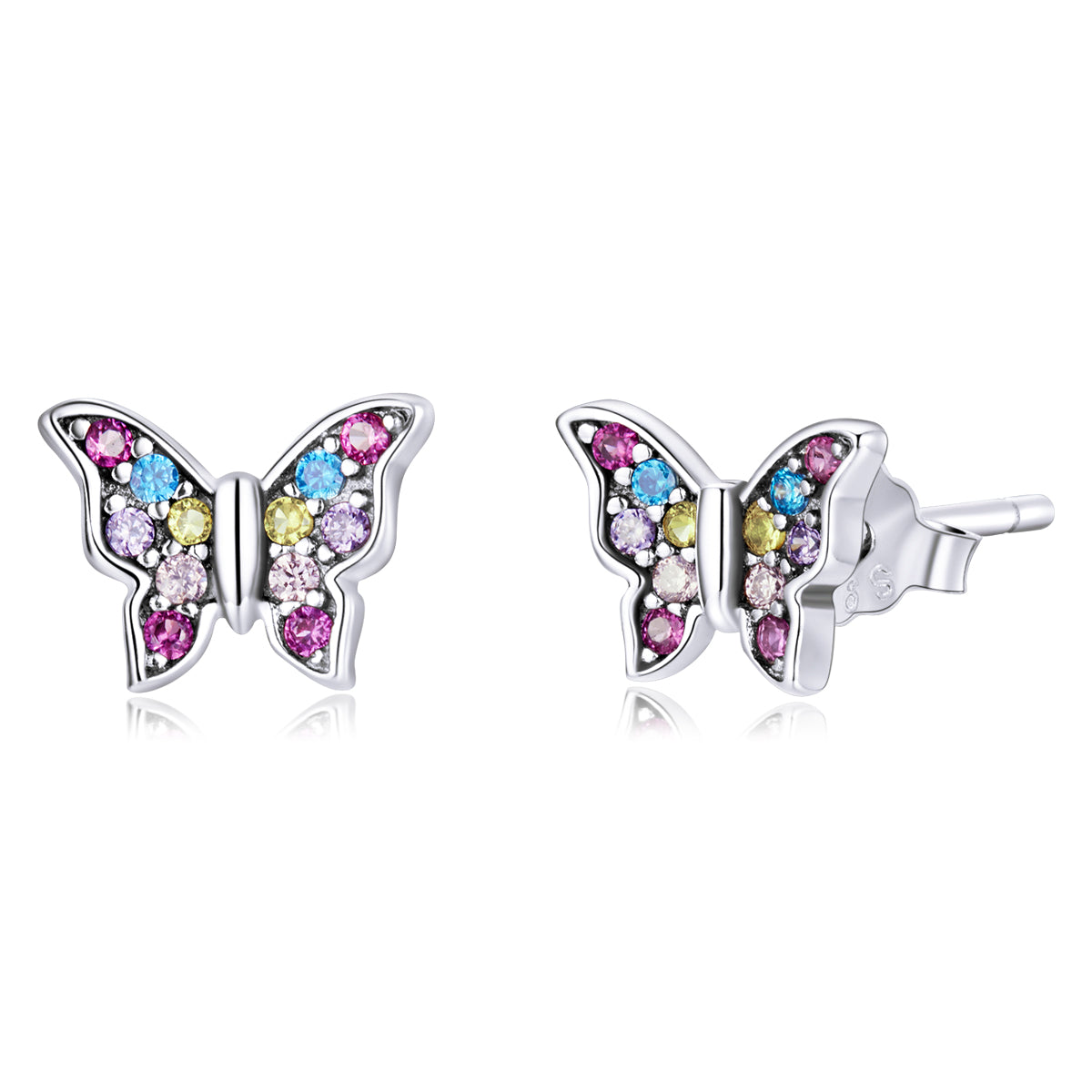 925 Sterling Silver Earrings with Pavé Setting CZ and Oxidized Silver