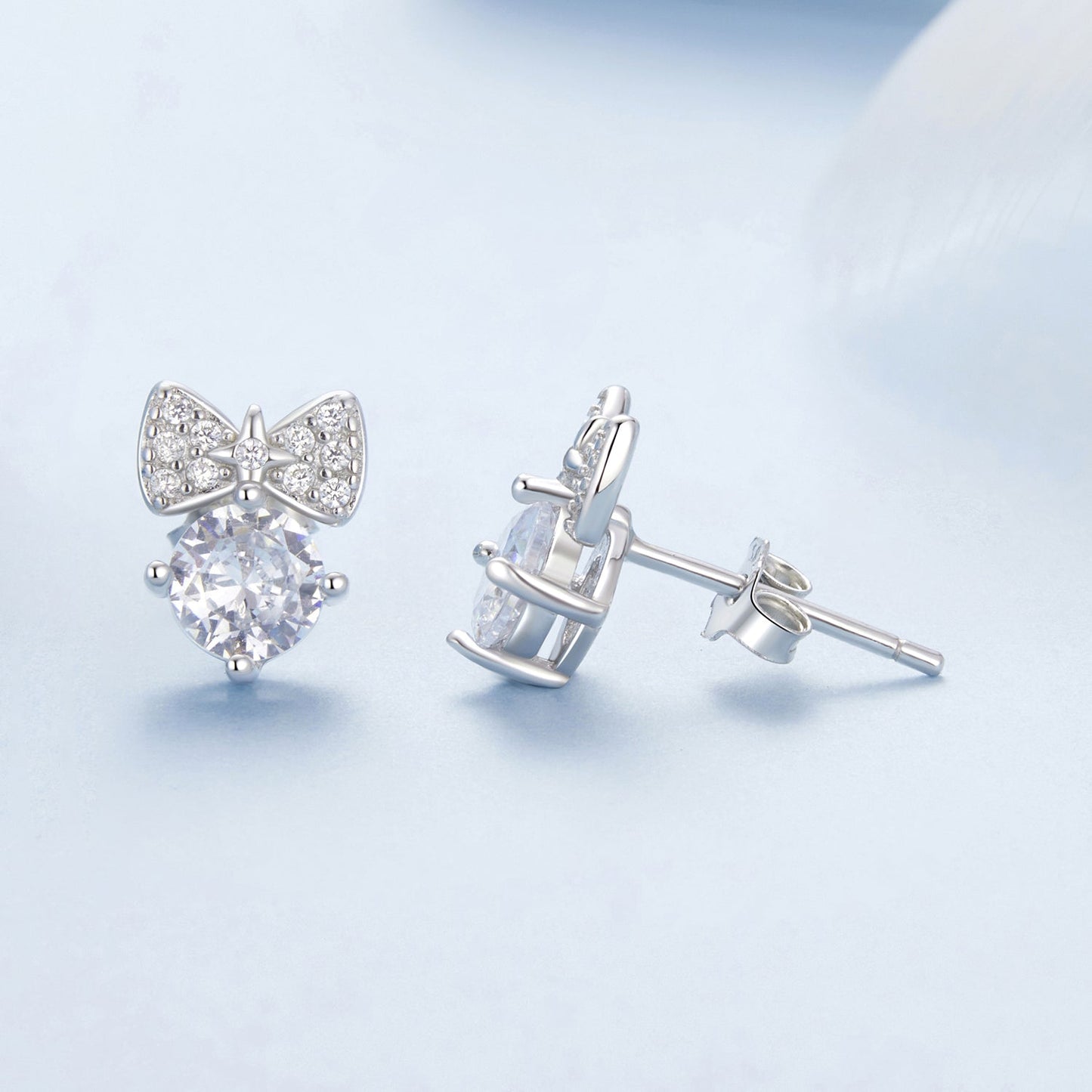925 Sterling Silver Earrings with CZ and White Gold Plating for Women