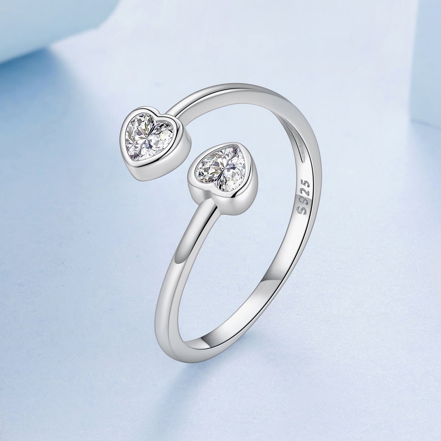 925 Sterling Silver Heart Shaped 0.17cm CZ Ring for Women