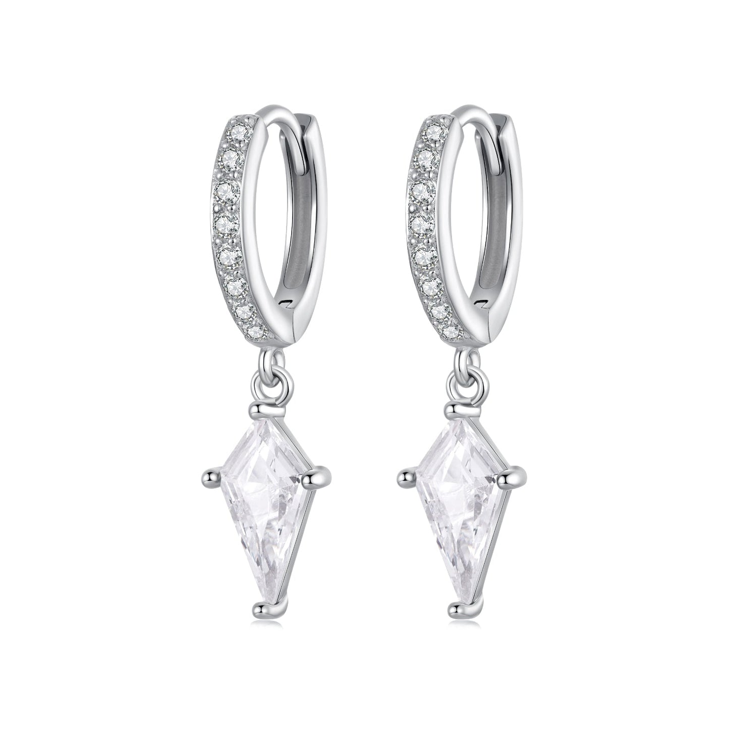 925 Sterling Silver White Gold Plated Earrings with CZ for Women