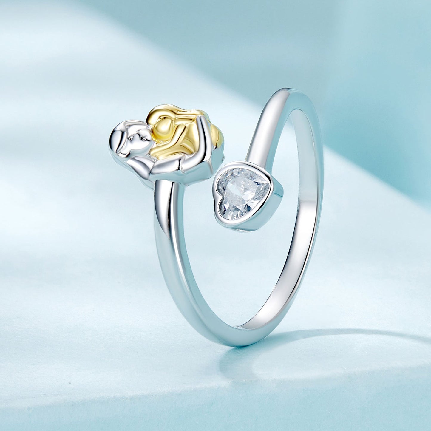 925 Sterling Silver White Gold Plated Ring with CZ - 3mm