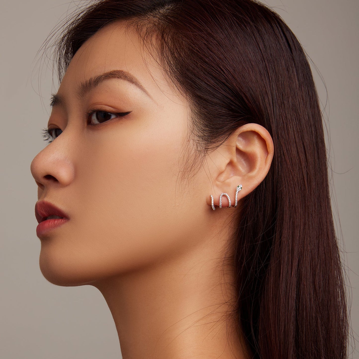 925 Sterling Silver Earrings with Plated Platinum and Pavé Setting CZ, 1.5x2.2cm for Women