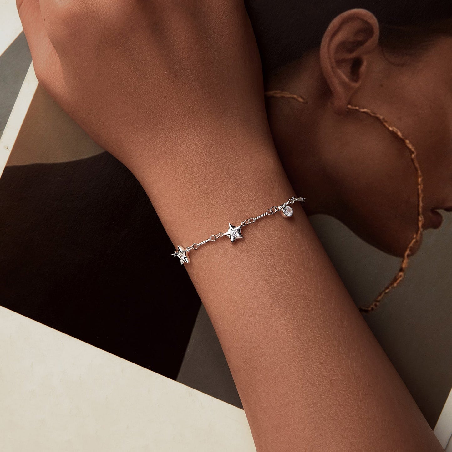 925 Sterling Silver White Gold Plated CZ Bracelet for Women