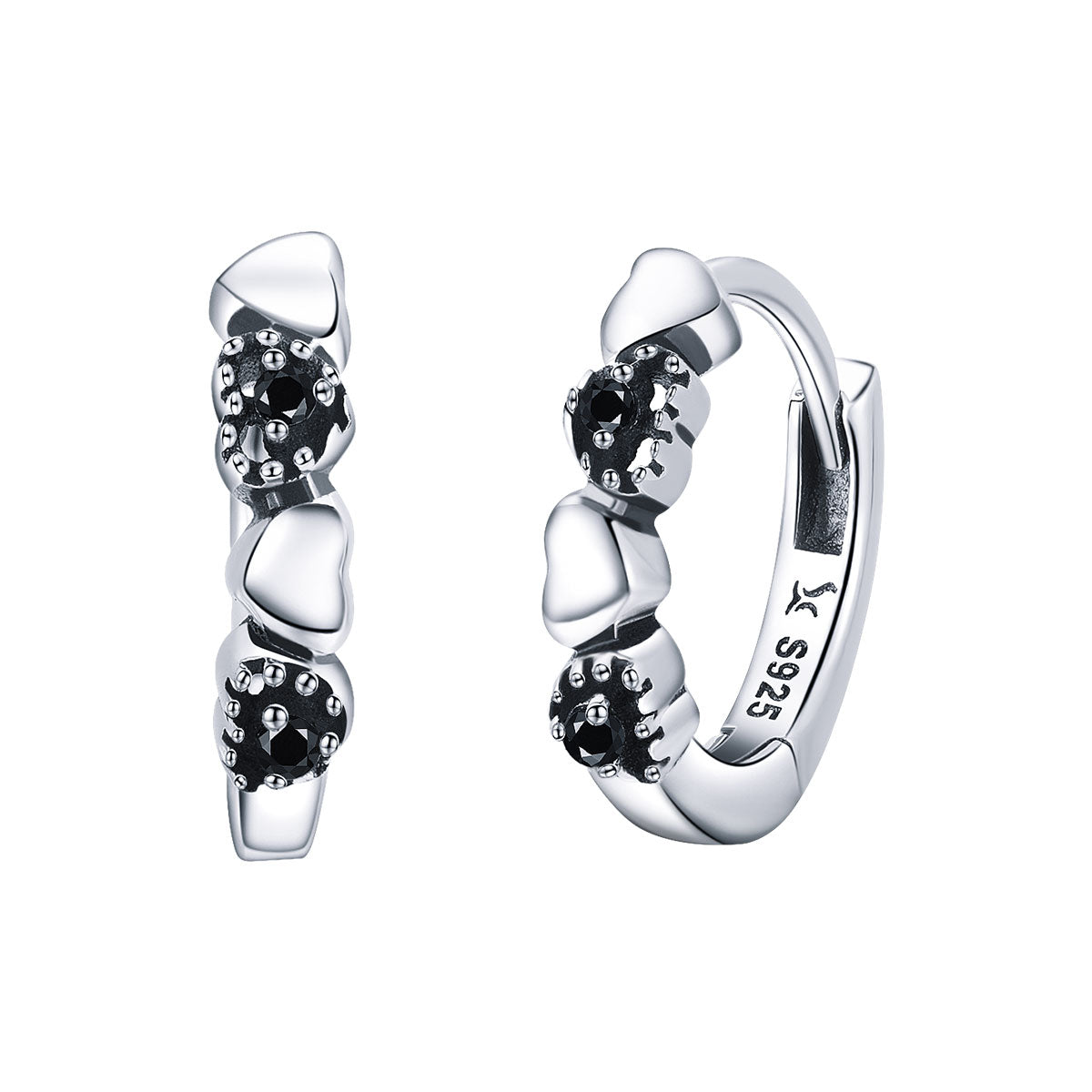 925 Sterling Silver Earrings with Pavé Setting CZ, 1.1*0.3cm