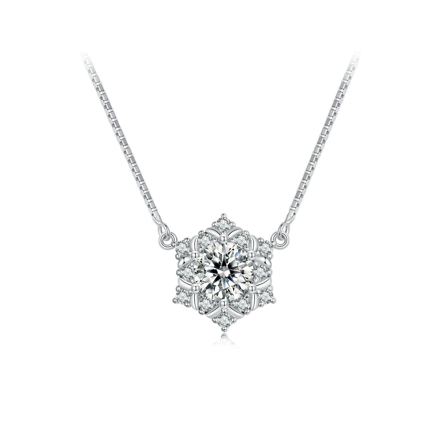 925 Sterling Silver Necklace with Pavé Setting CZ - Length 400+50mm - Women
