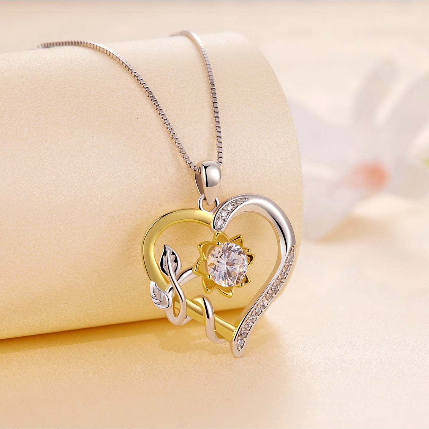 925 Sterling Silver Plated Gold Moissanite Necklace with Pavé Setting for Women