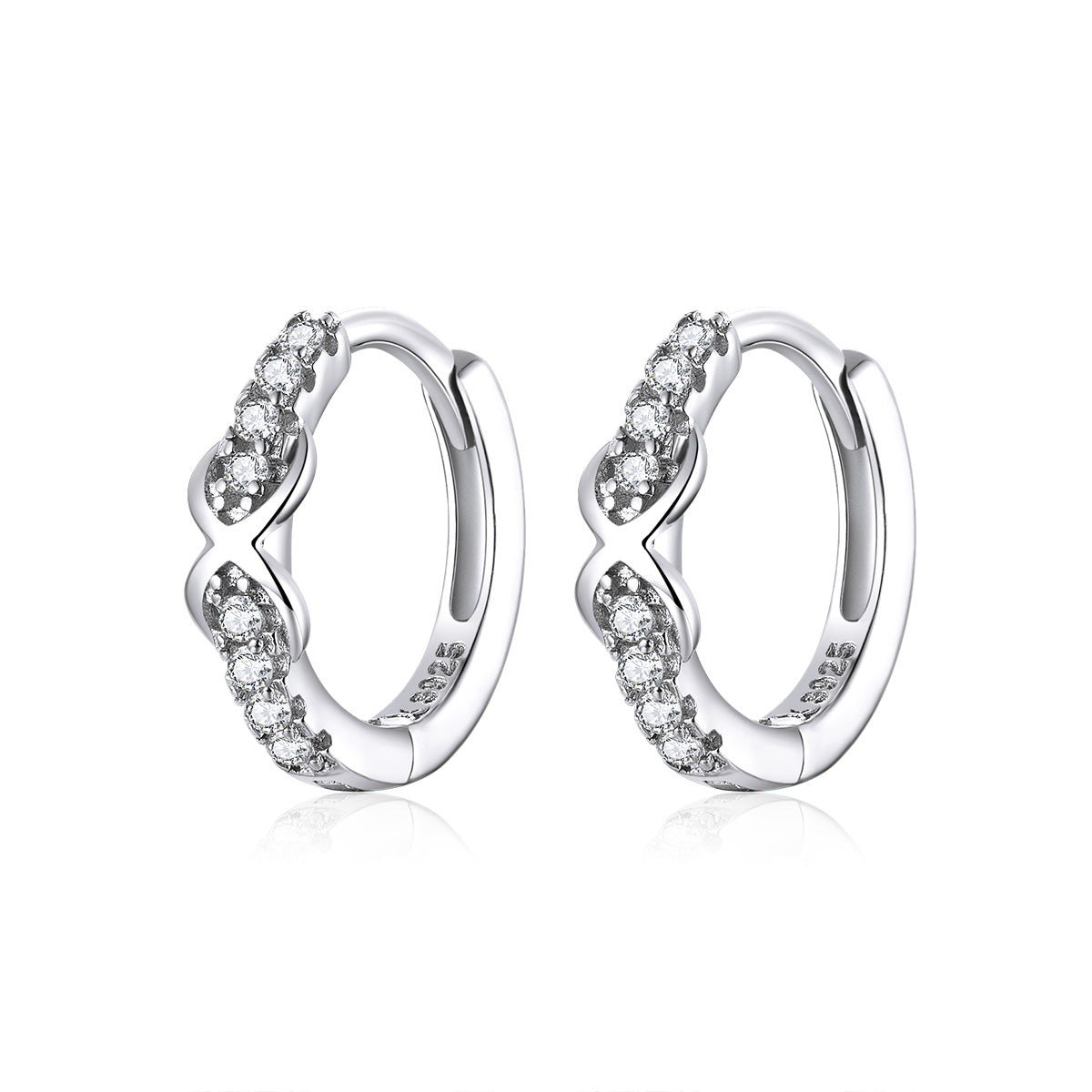 925 Sterling Silver Plated Platinum CZ Pavé Earrings for Women