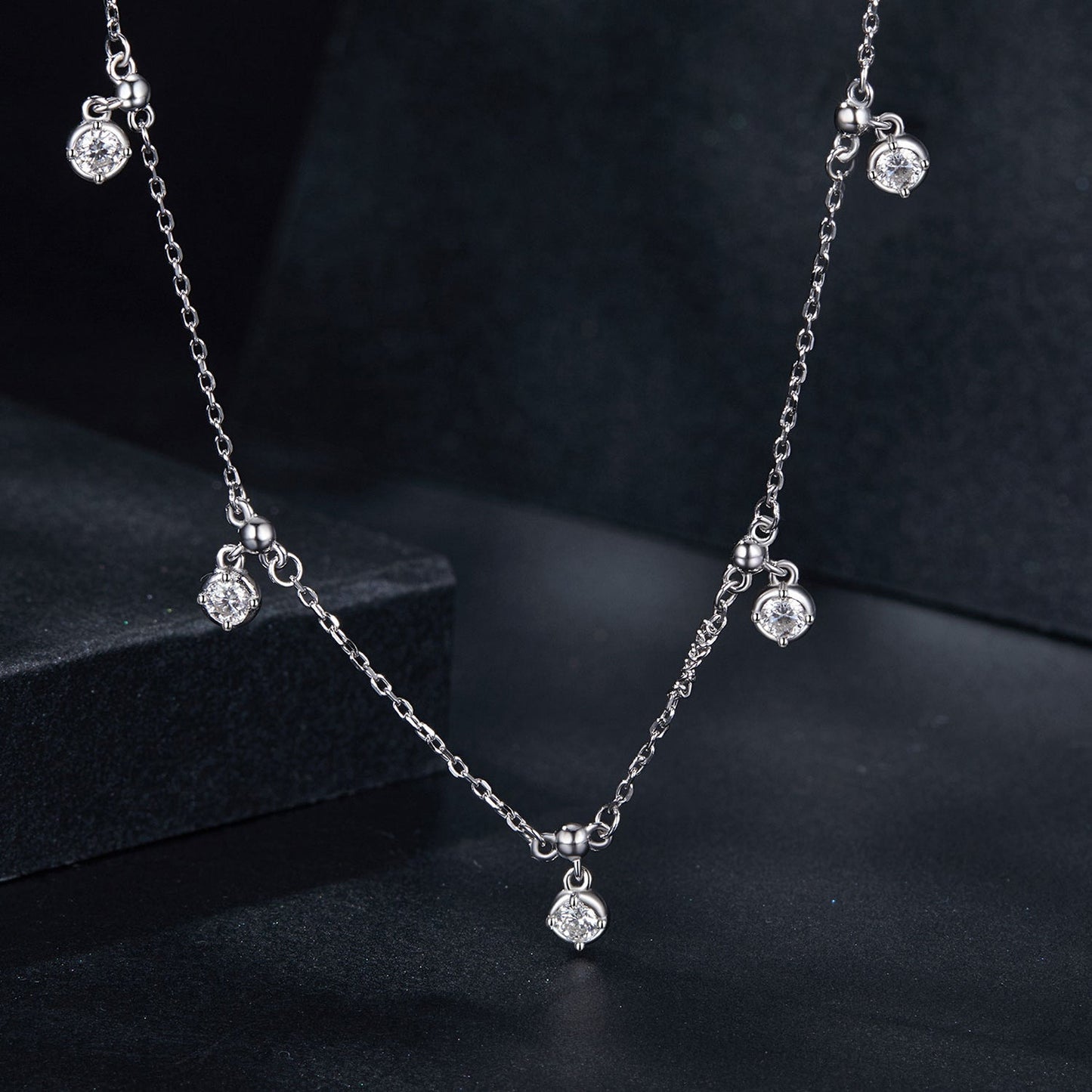 925 Sterling Silver 3mm Moissanite Necklace for Women