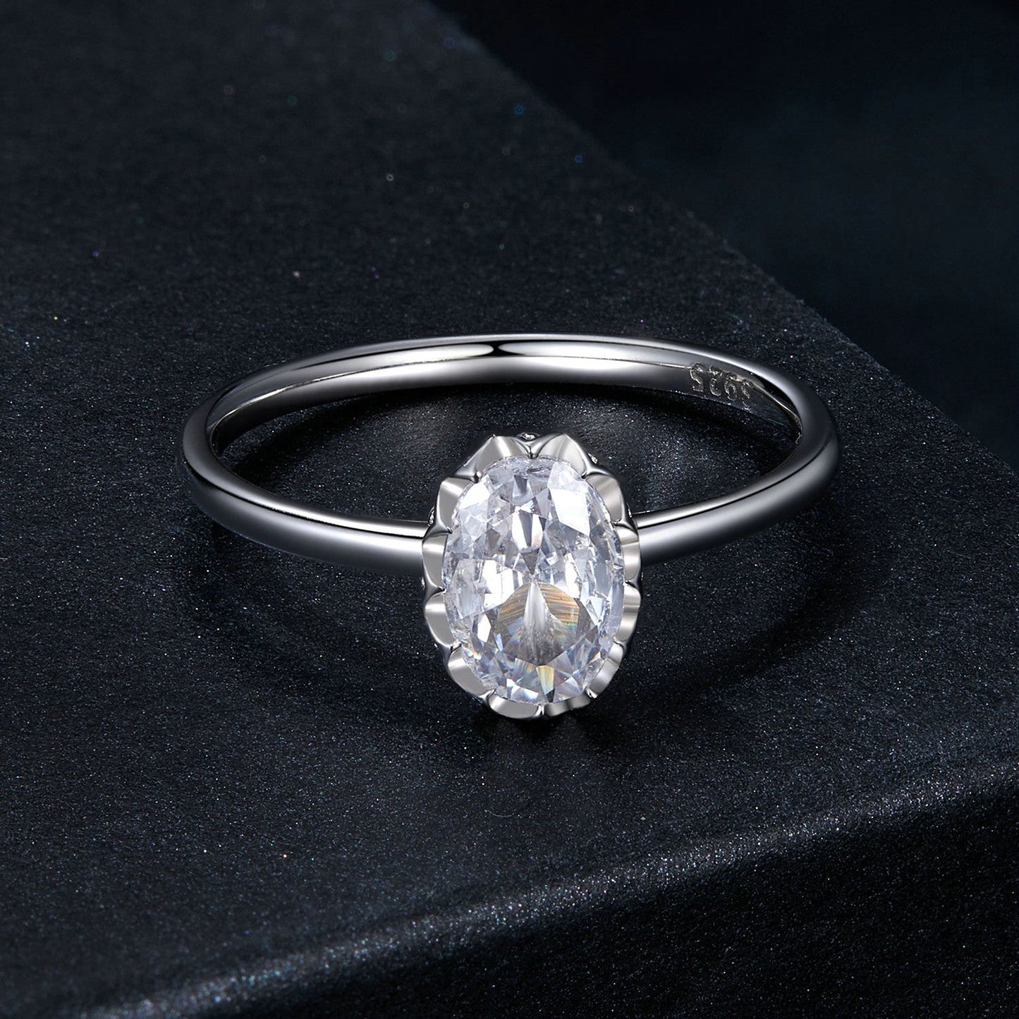 925 Sterling Silver 1.6mm Moissanite 1ct Ring in Size 6 for Women