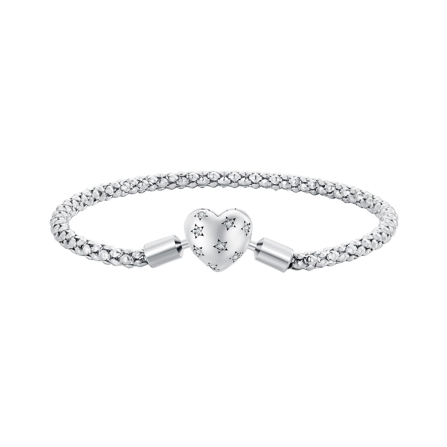 925 Sterling Silver Oxidized Silver Bracelets 17.0 Size with CZ for Women