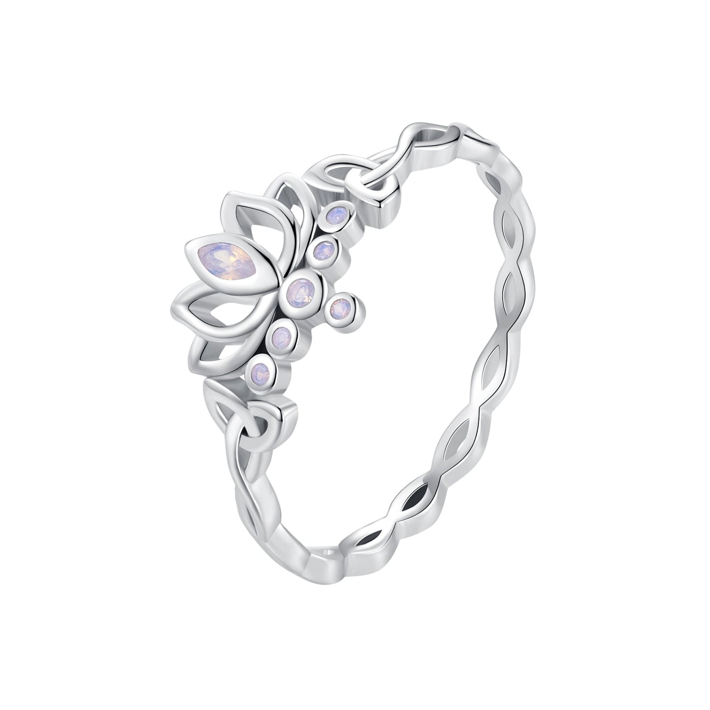 925 Sterling Silver Opal Nanometer Stone Ring Size 6.0 for Women