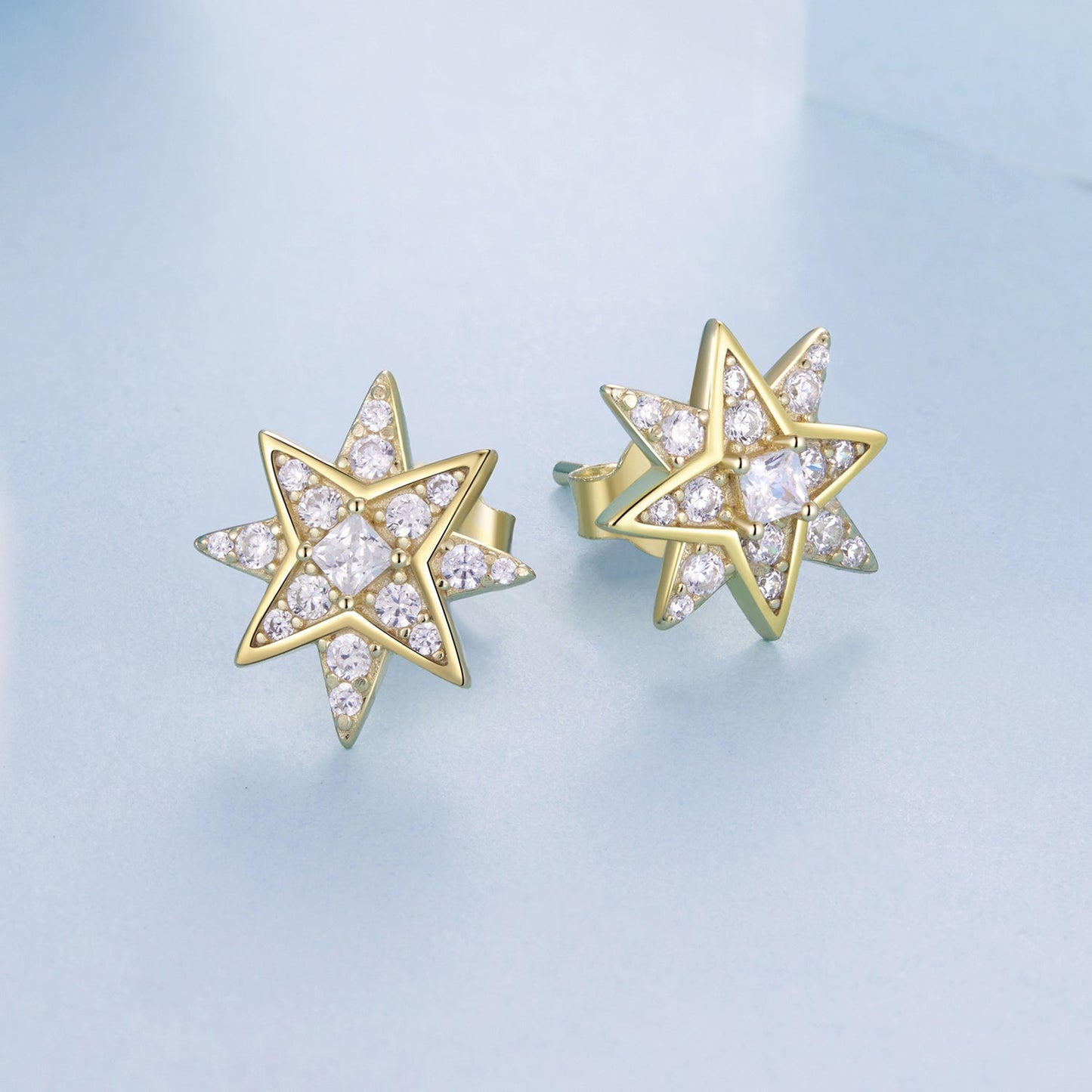 925 Sterling Silver Pavé Setting Gold Plated Earrings